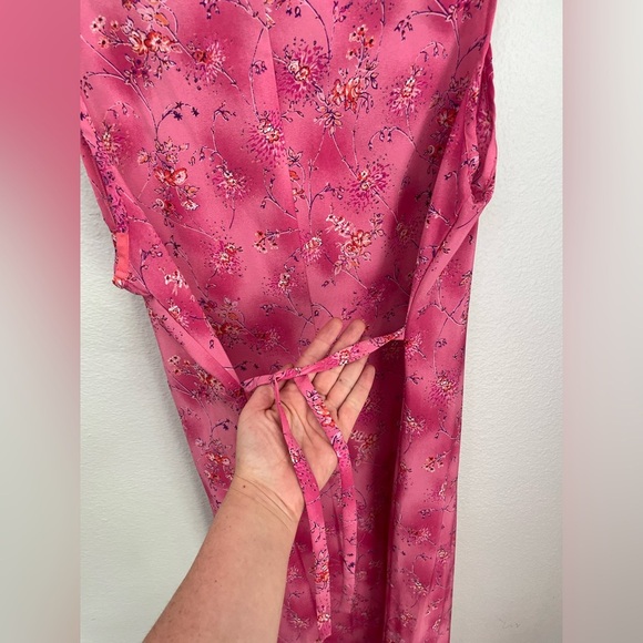 Vintage 90’s sleeveless maxi pink floral dress with tie size 14 - Picture 8 of 10